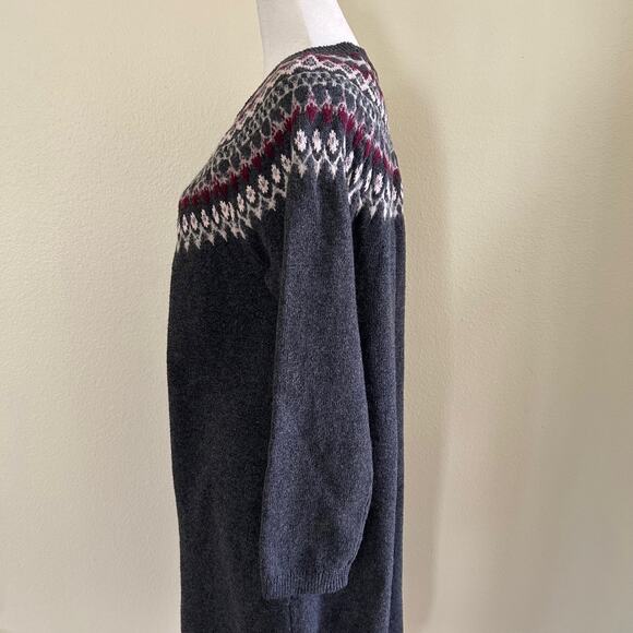 J. Jill Sweater Dress Knit Fair Isle Midi Grey SZPM Winter Comfortcore Comfy - Picture 3 of 8